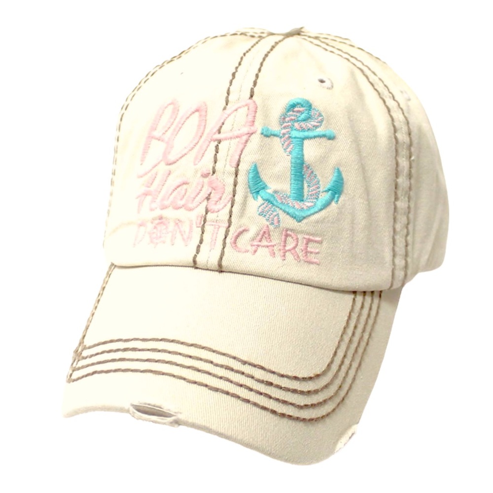Tan “Boat Hair Don’t Care” distressed cap